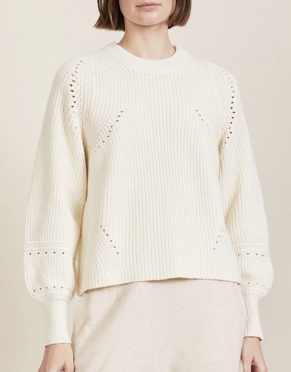 Apiece Apart Cream Sandshell Celeste Crop Knit Pullover Sweater Size Small